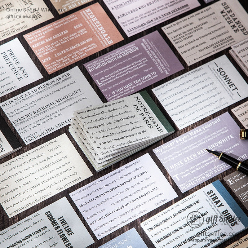 Vintage Book-Quote Tearable Paper 6-Color Mixed Perforated Strips Decorative Sticker Notes | KS-NP-435