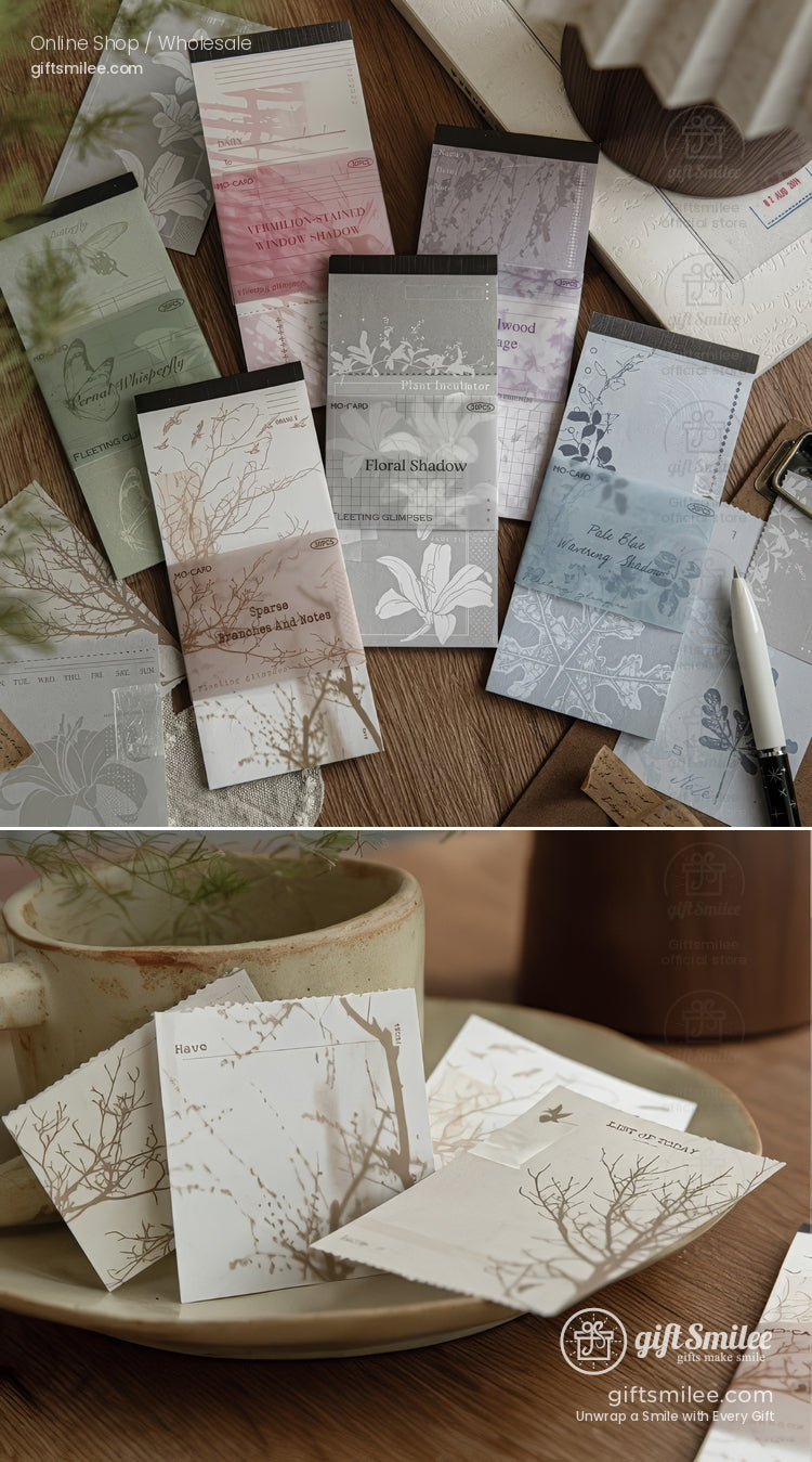 Matte Paper Tear-Off Vintage Botanical Long Sticky Notes Pad | KS-NP-437