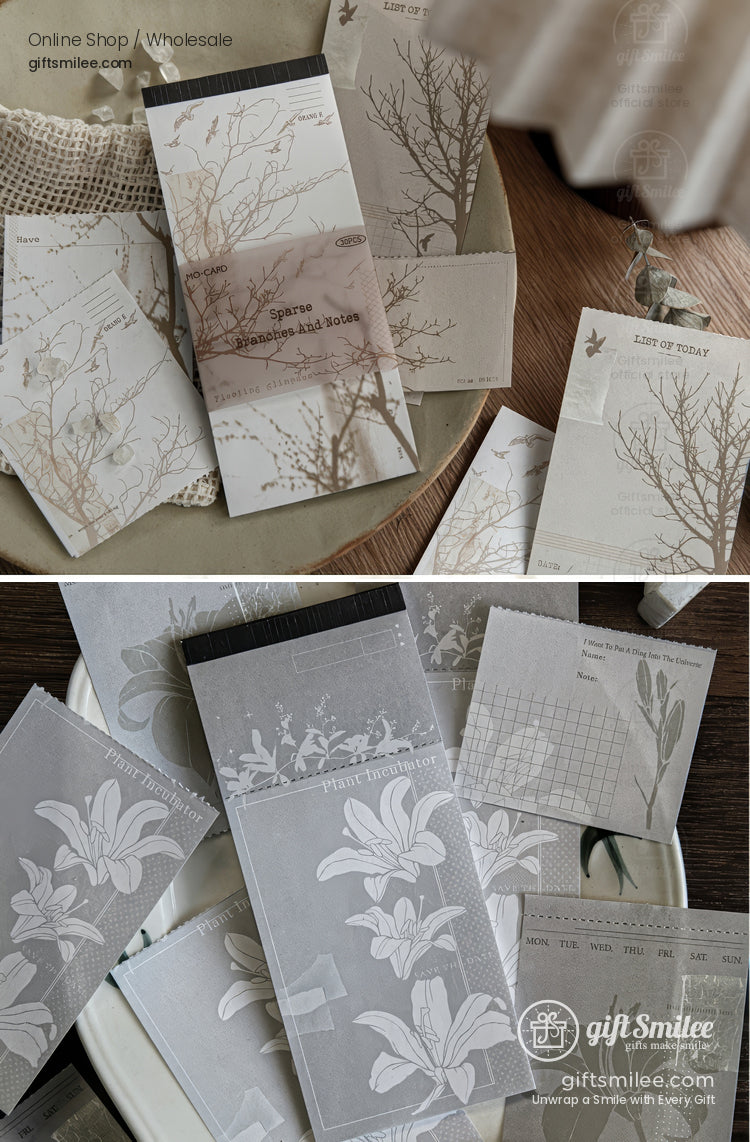 Matte Paper Tear-Off Vintage Botanical Long Sticky Notes Pad | KS-NP-437