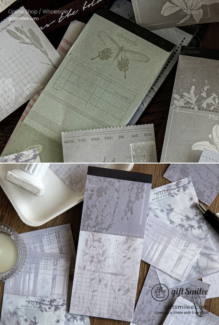 Matte Paper Tear-Off Vintage Botanical Long Sticky Notes Pad | KS-NP-437