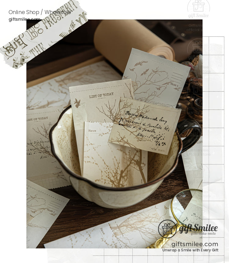 Matte Paper Tear-Off Vintage Botanical Long Sticky Notes Pad | KS-NP-437