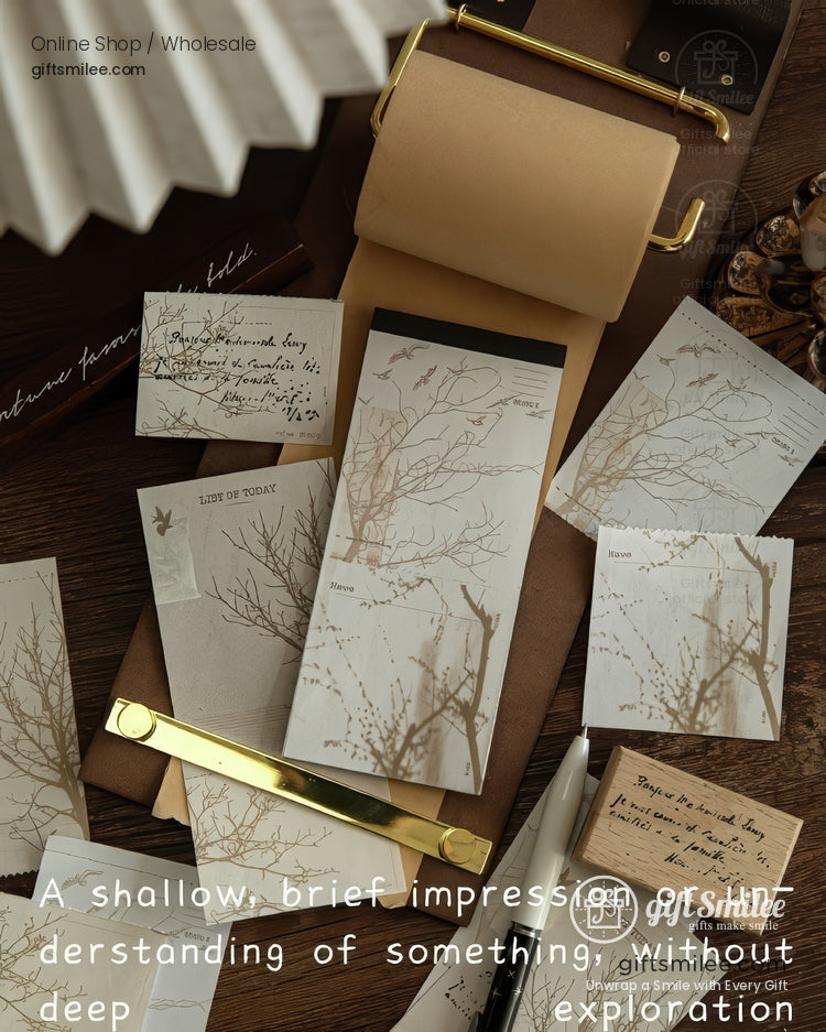 Matte Paper Tear-Off Vintage Botanical Long Sticky Notes Pad | KS-NP-437