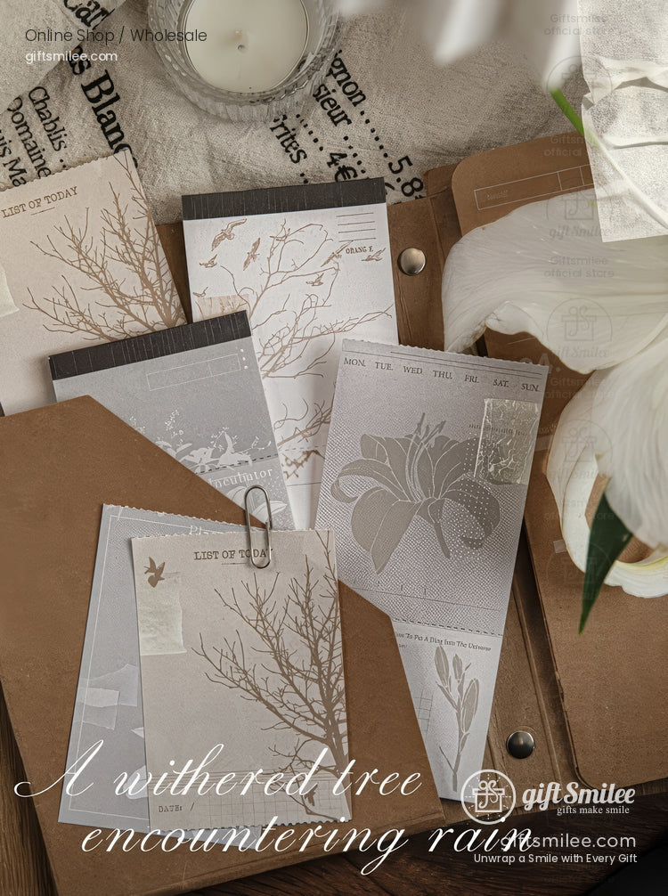 Matte Paper Tear-Off Vintage Botanical Long Sticky Notes Pad | KS-NP-437