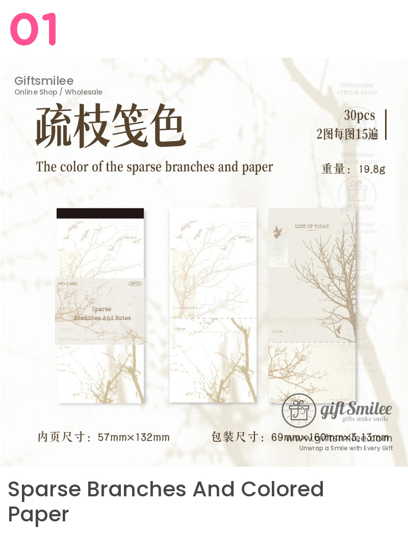 Matte Paper Tear-Off Vintage Botanical Long Sticky Notes Pad | KS-NP-437
