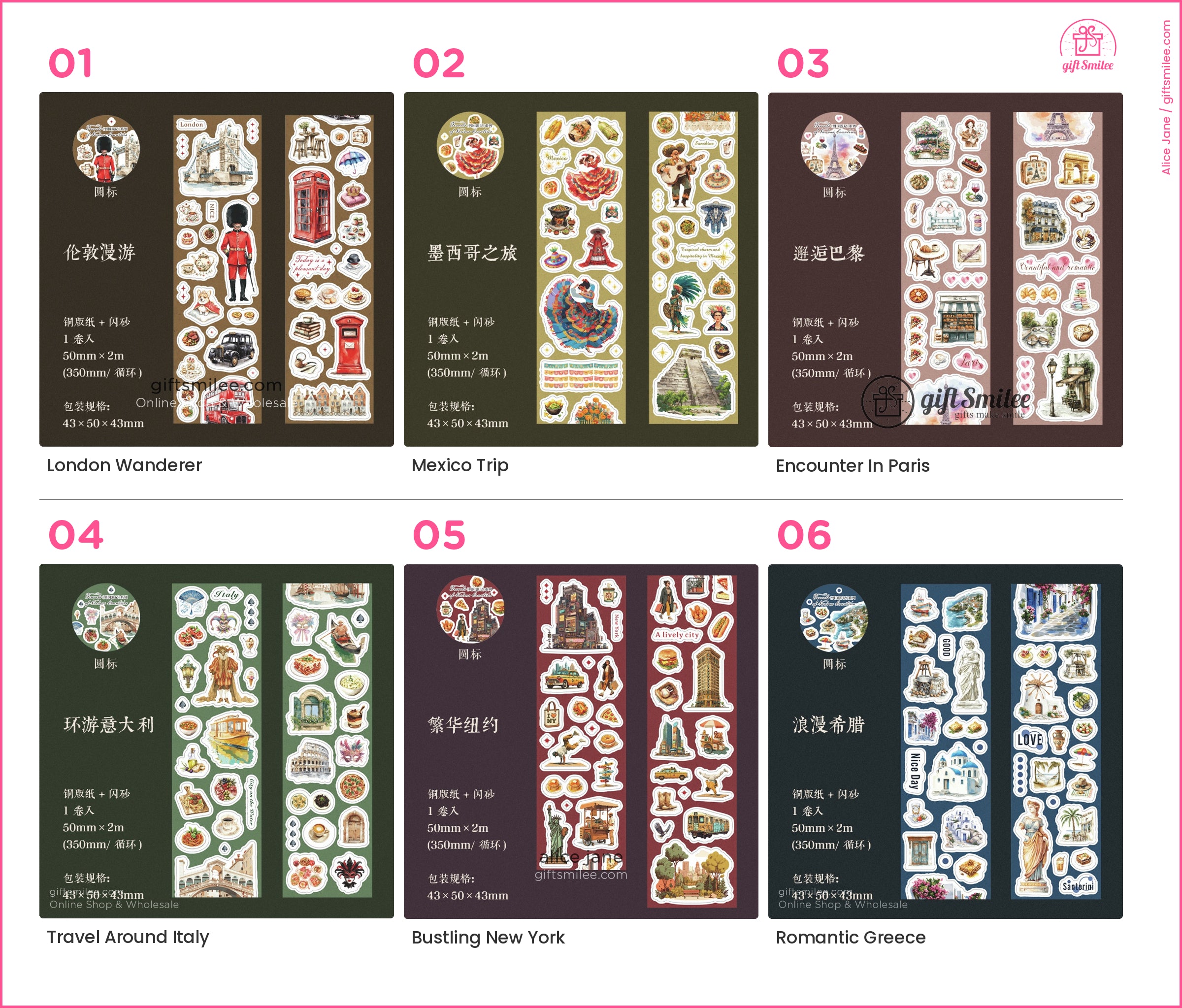 London Wanderer travel-themed sticker set with British icons like guard, phone booth, and landmarks.