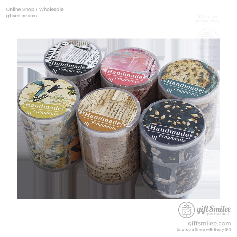 Pet Transparent Pre‑Cut Vintage Collage Decorative Washi Tape Stickers | KS-RT-1727