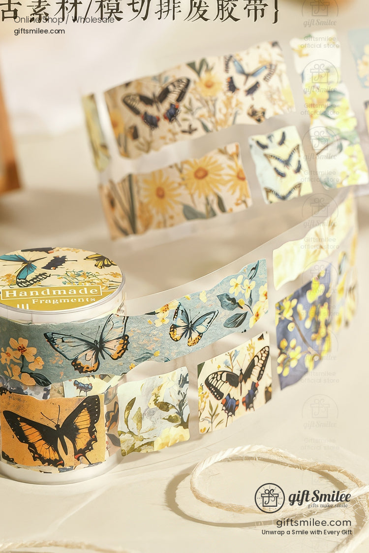 Pet Transparent Pre‑Cut Vintage Collage Decorative Washi Tape Stickers | KS-RT-1727