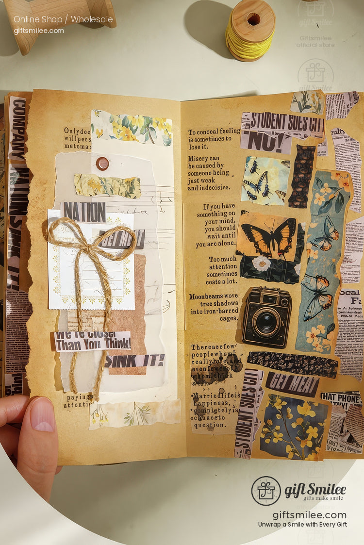 Pet Transparent Pre‑Cut Vintage Collage Decorative Washi Tape Stickers | KS-RT-1727