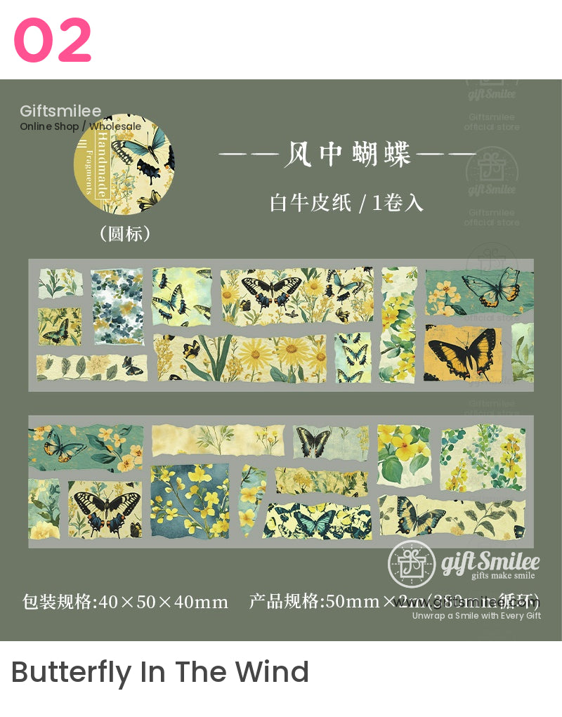 Pet Transparent Pre‑Cut Vintage Collage Decorative Washi Tape Stickers | KS-RT-1727