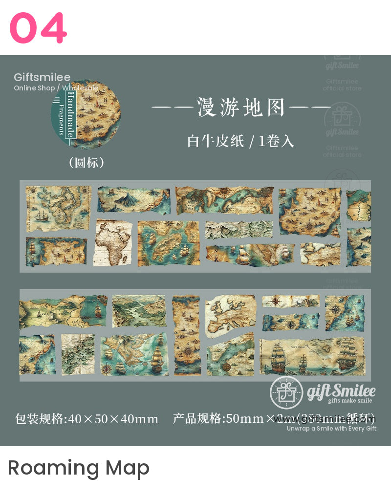 Pet Transparent Pre‑Cut Vintage Collage Decorative Washi Tape Stickers | KS-RT-1727