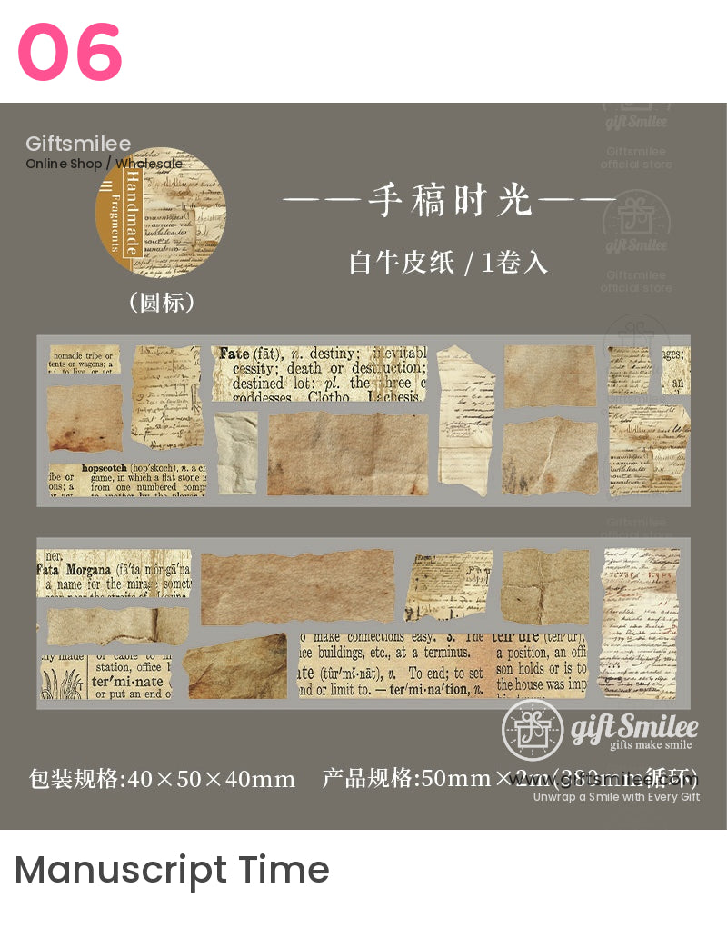 Pet Transparent Pre‑Cut Vintage Collage Decorative Washi Tape Stickers | KS-RT-1727