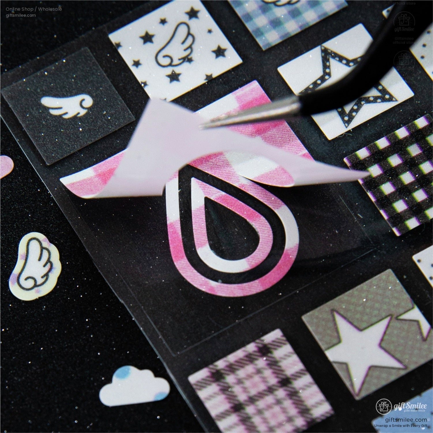 Glitter Pet Die-Cut Peel-Off Squares Washi Tape Stickers | KS-RT-1728