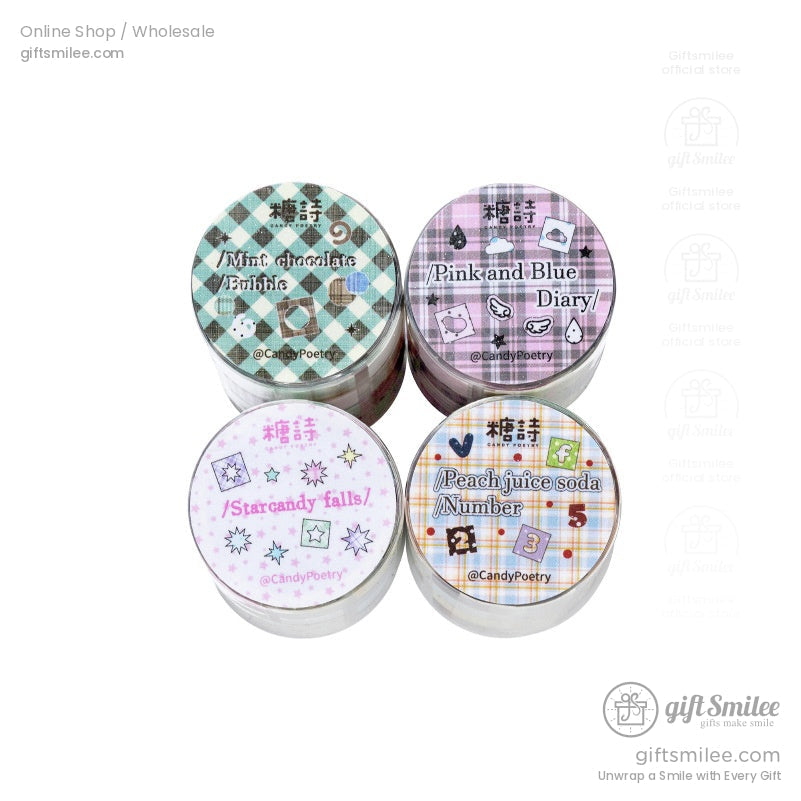 Glitter Pet Die-Cut Peel-Off Squares Washi Tape Stickers | KS-RT-1728