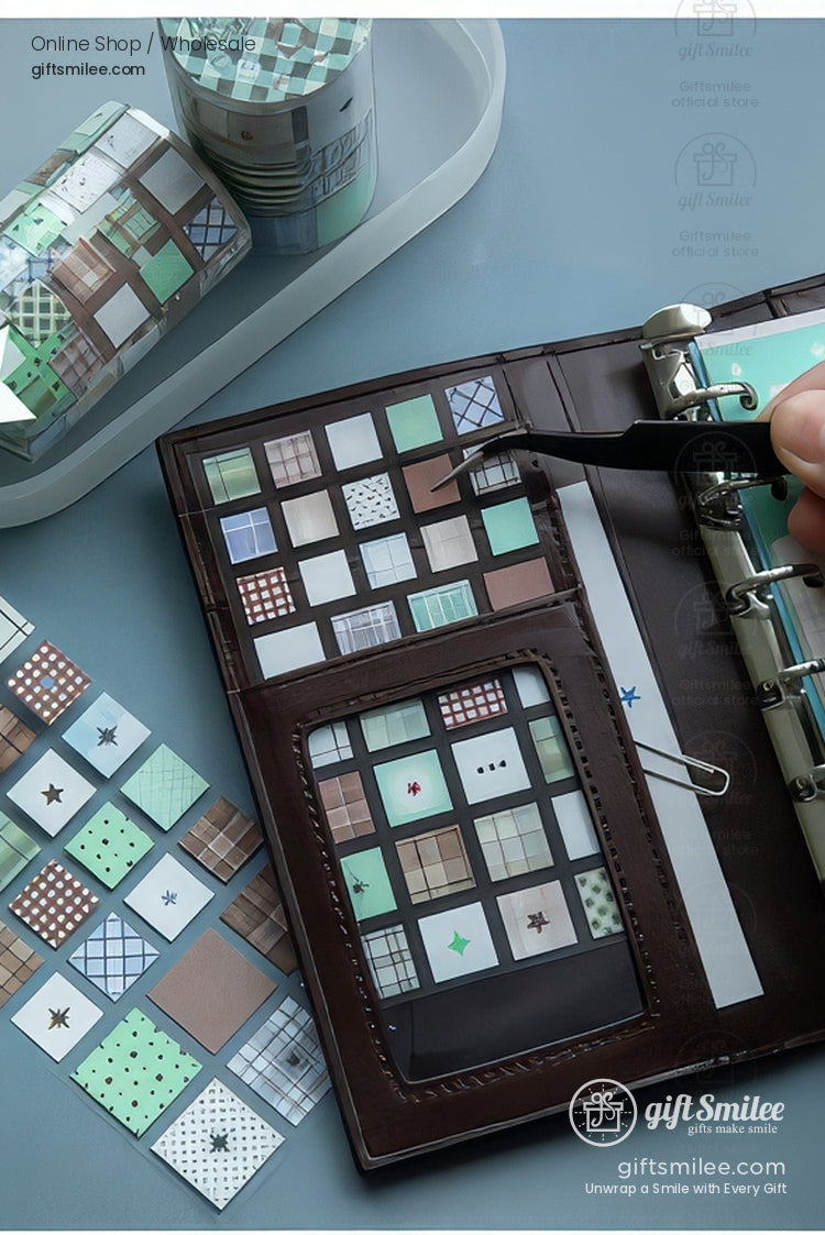 Glitter Pet Die-Cut Peel-Off Squares Washi Tape Stickers | KS-RT-1728