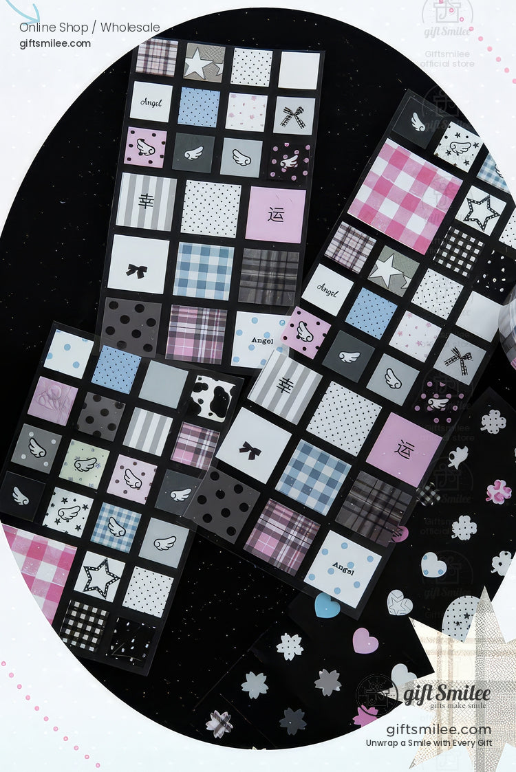 Glitter Pet Die-Cut Peel-Off Squares Washi Tape Stickers | KS-RT-1728