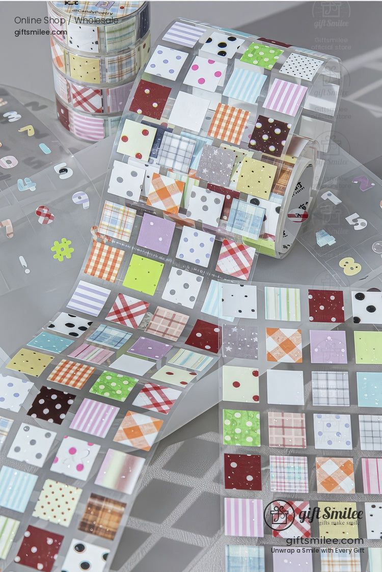 Glitter Pet Die-Cut Peel-Off Squares Washi Tape Stickers | KS-RT-1728