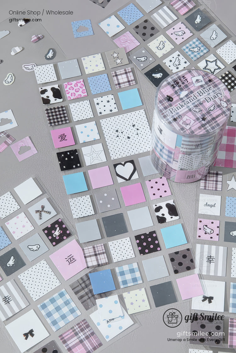 Glitter Pet Die-Cut Peel-Off Squares Washi Tape Stickers | KS-RT-1728