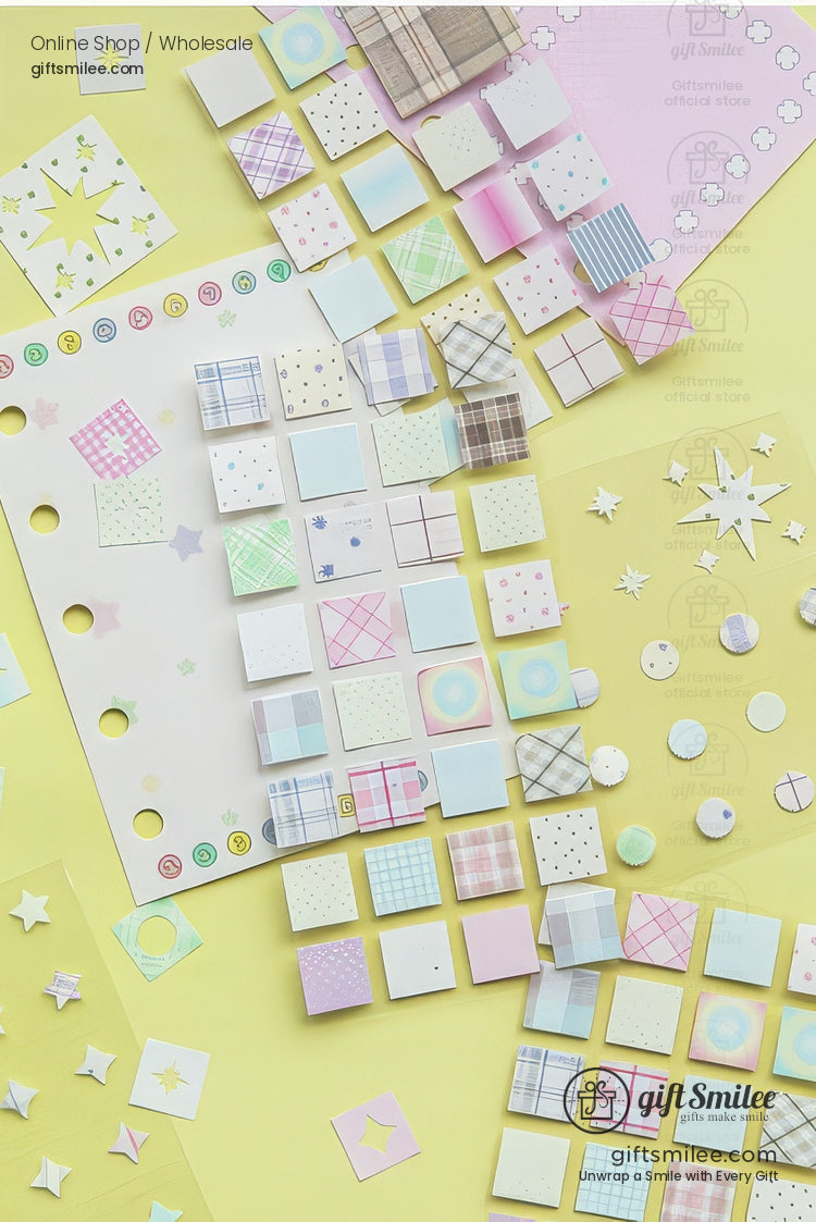 Glitter Pet Die-Cut Peel-Off Squares Washi Tape Stickers | KS-RT-1728