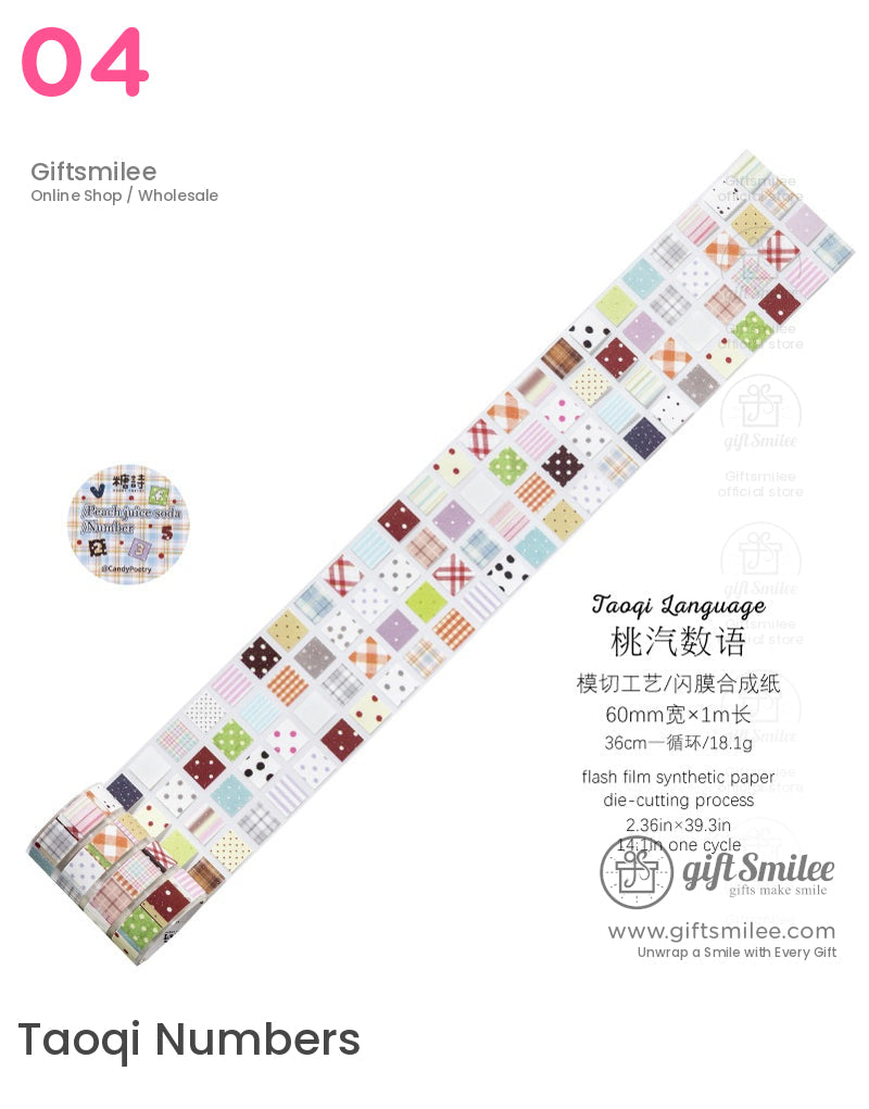 Glitter Pet Die-Cut Peel-Off Squares Washi Tape Stickers | KS-RT-1728