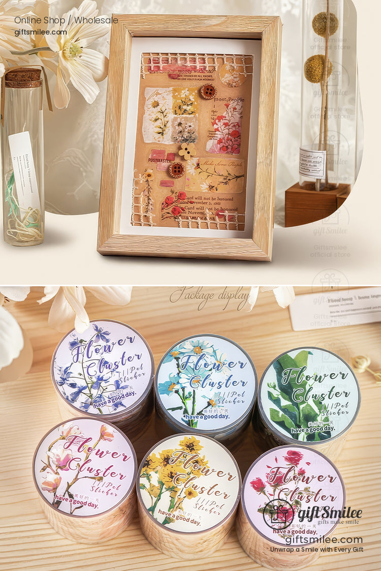 Pet Clear Die-Cut Floral Foil Accents Decorative Sticker Roll | KS-RT-1729