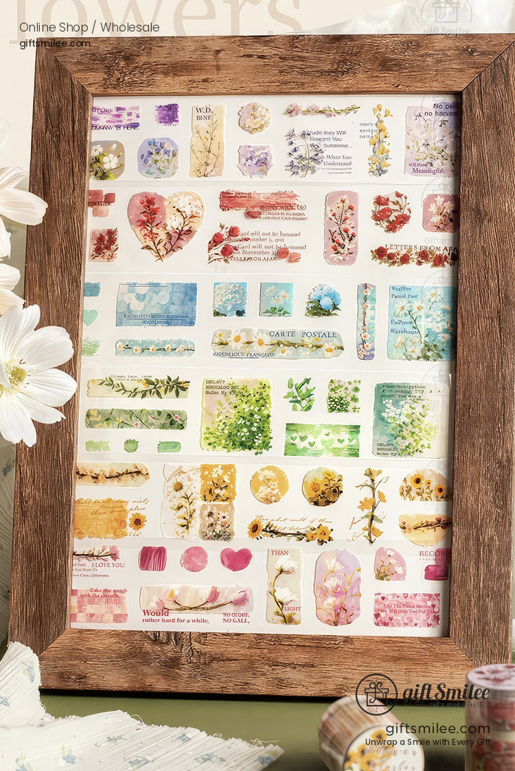 Pet Clear Die-Cut Floral Foil Accents Decorative Sticker Roll | KS-RT-1729