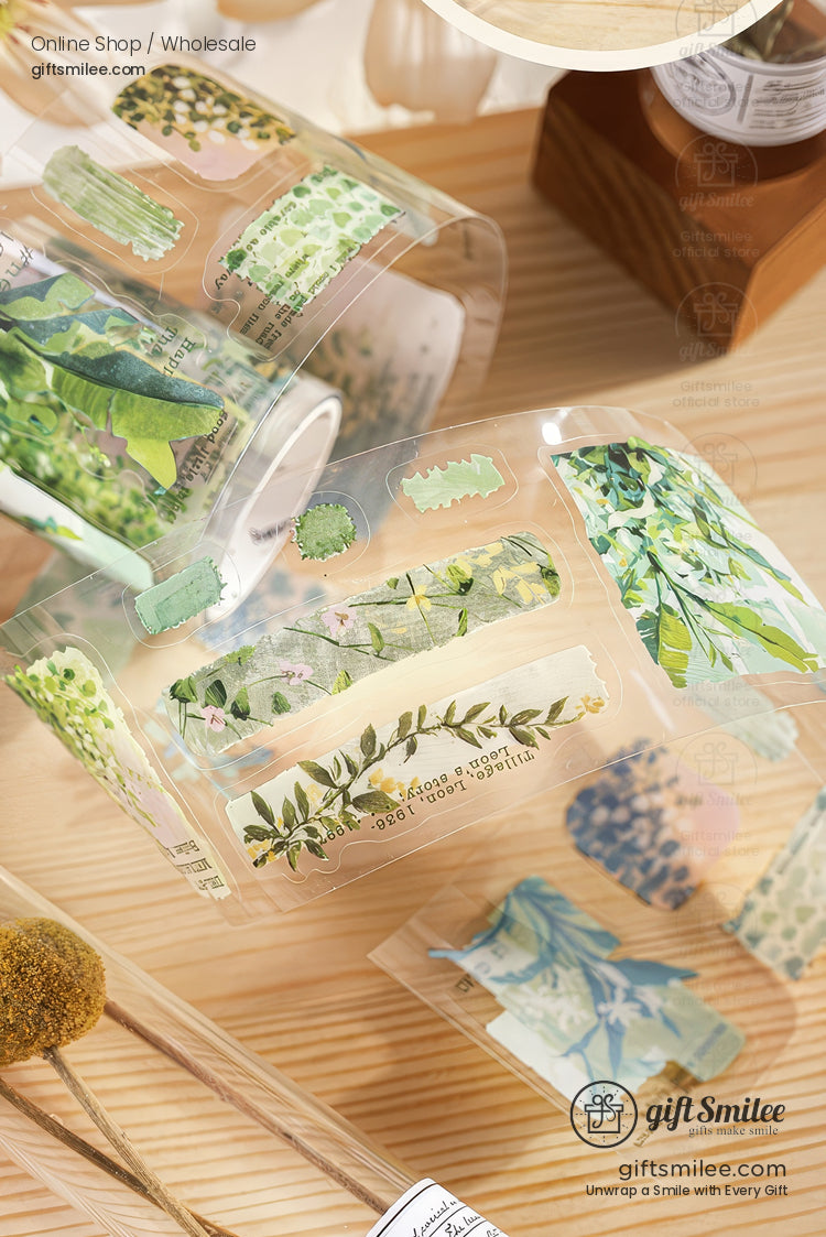 Pet Clear Die-Cut Floral Foil Accents Decorative Sticker Roll | KS-RT-1729