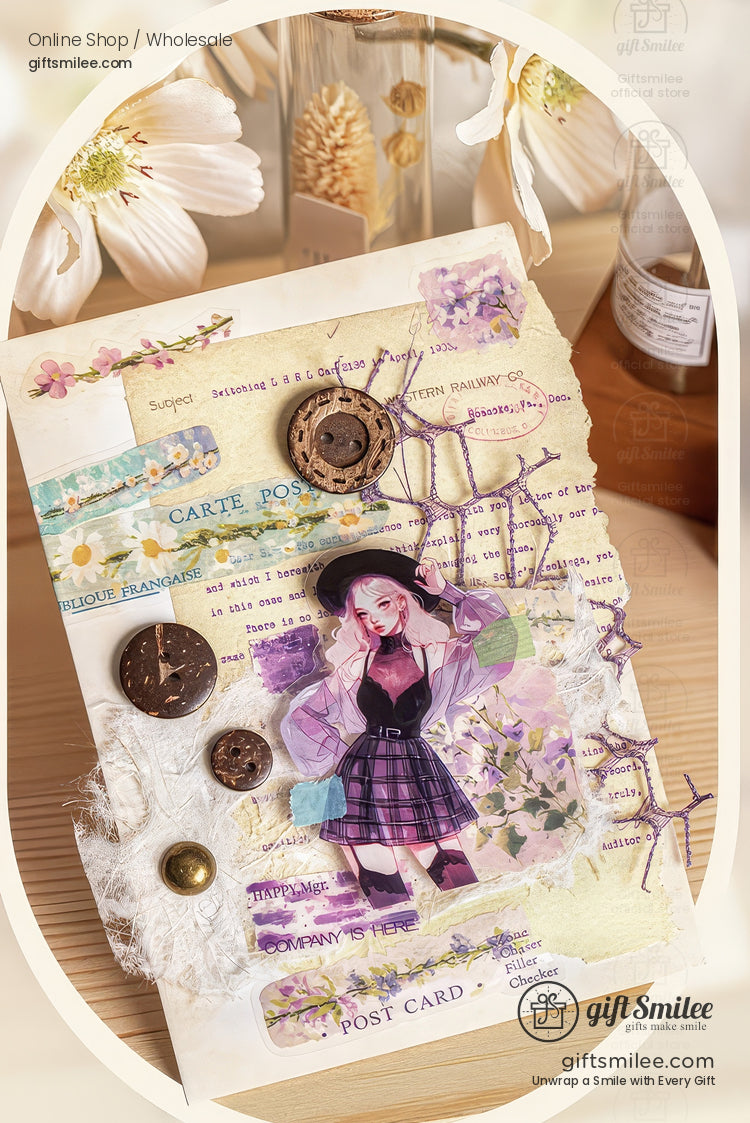 Pet Clear Die-Cut Floral Foil Accents Decorative Sticker Roll | KS-RT-1729