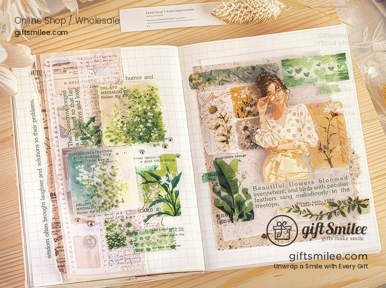 Pet Clear Die-Cut Floral Foil Accents Decorative Sticker Roll | KS-RT-1729