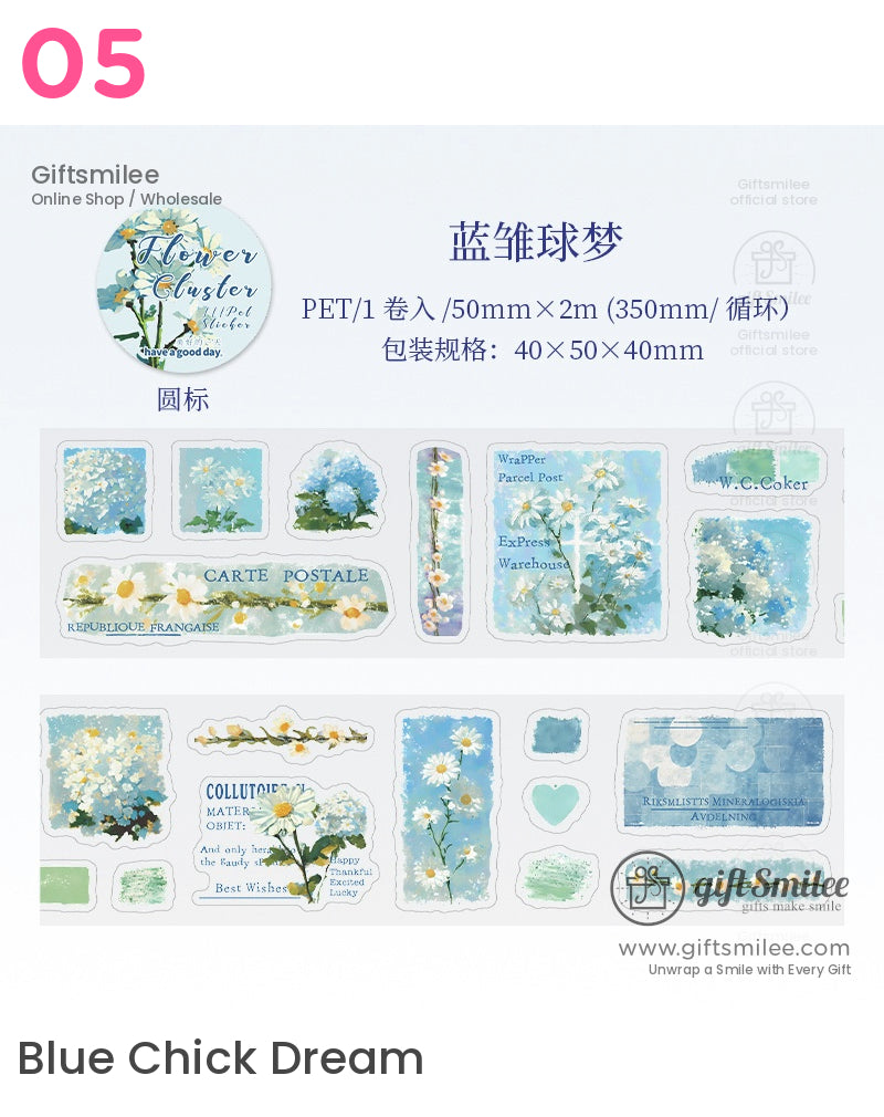 Pet Clear Die-Cut Floral Foil Accents Decorative Sticker Roll | KS-RT-1729