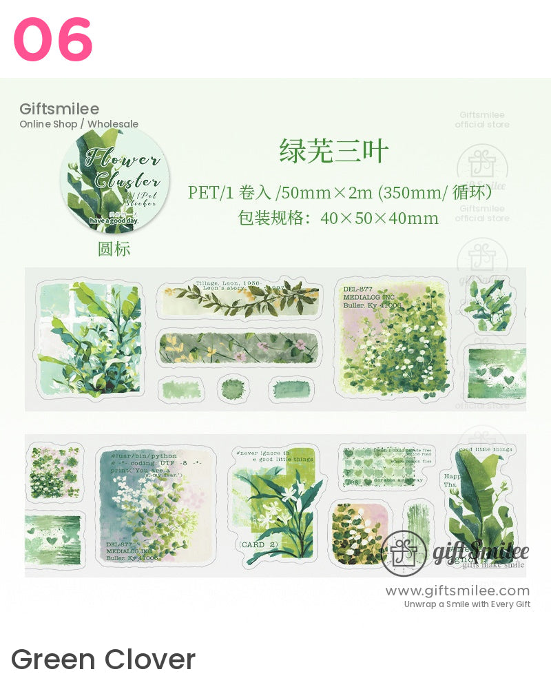 Pet Clear Die-Cut Floral Foil Accents Decorative Sticker Roll | KS-RT-1729