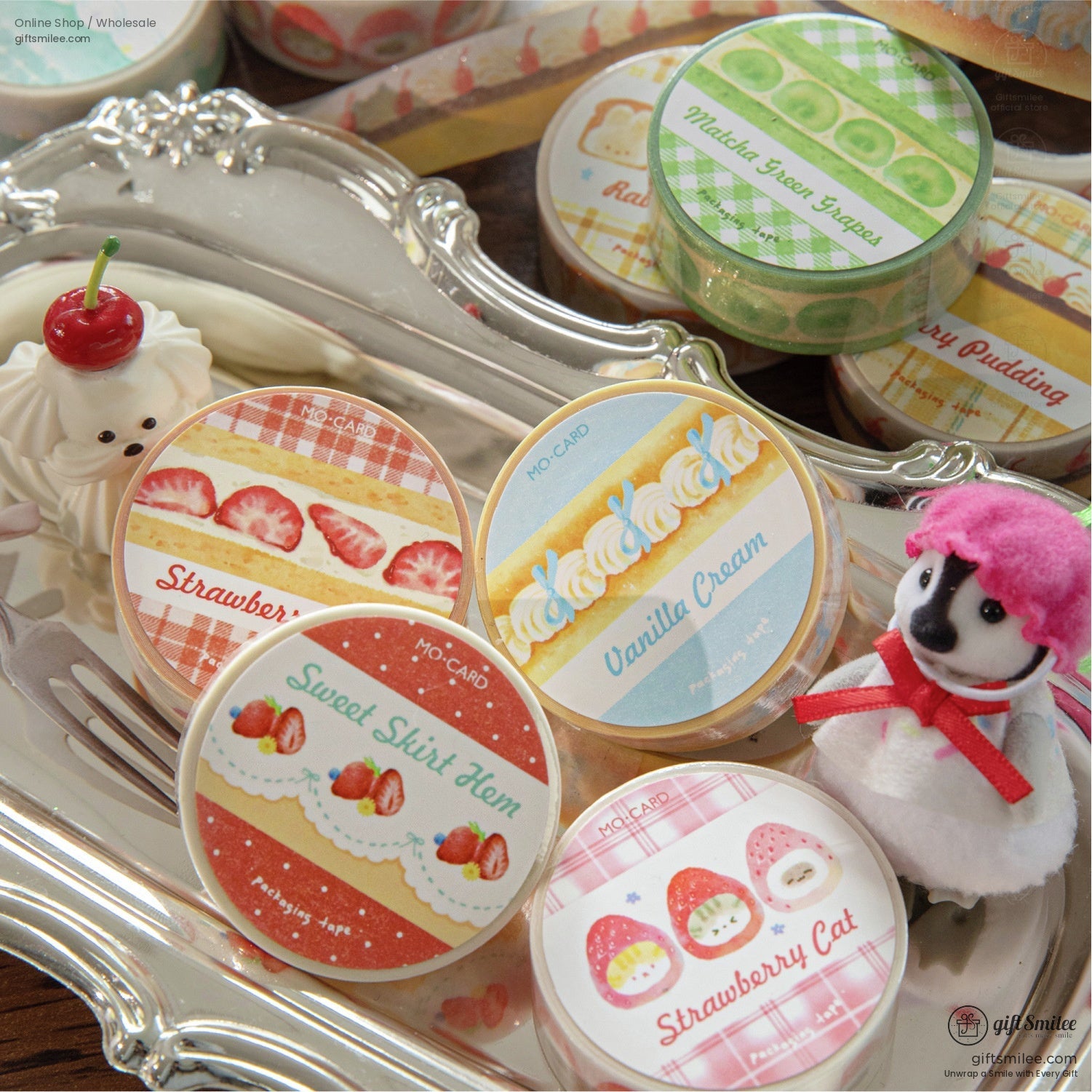 Glitter Washi With Dessert Cat Illustrations Washi Tape | KS-RT-1730