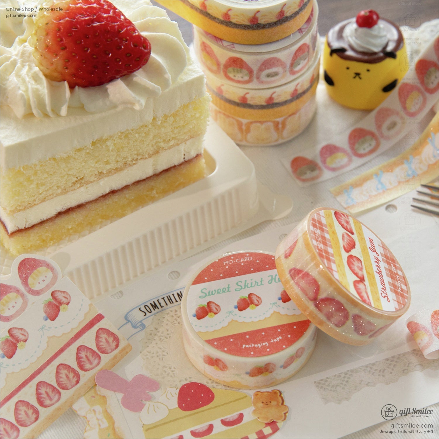Glitter Washi With Dessert Cat Illustrations Washi Tape | KS-RT-1730