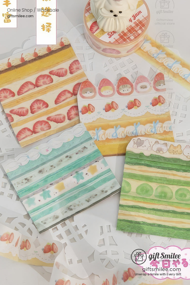 Glitter Washi With Dessert Cat Illustrations Washi Tape | KS-RT-1730