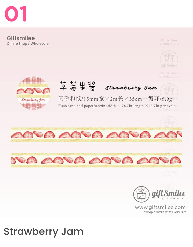 Glitter Washi With Dessert Cat Illustrations Washi Tape | KS-RT-1730