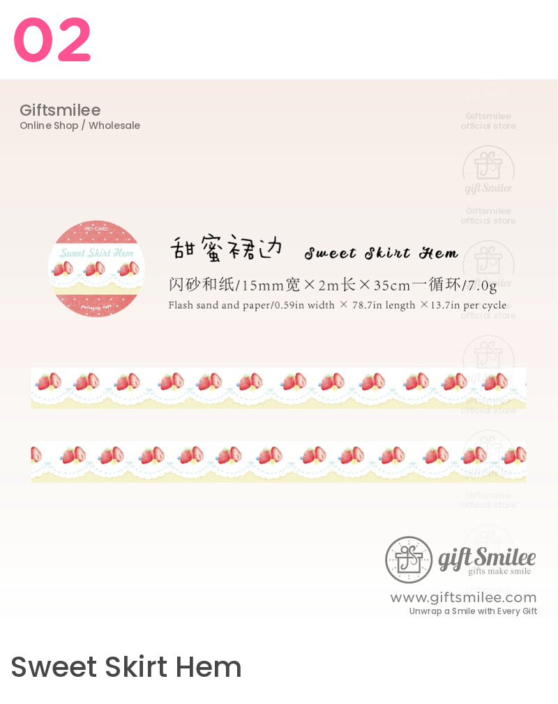 Glitter Washi With Dessert Cat Illustrations Washi Tape | KS-RT-1730