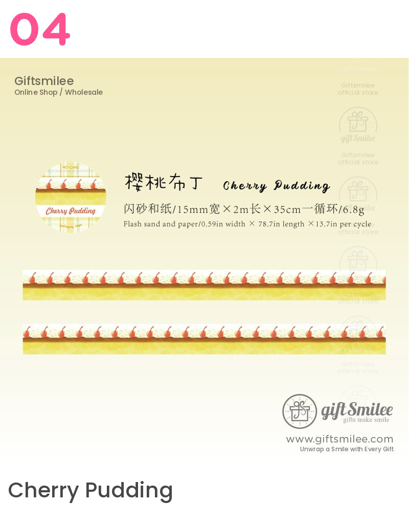 Glitter Washi With Dessert Cat Illustrations Washi Tape | KS-RT-1730