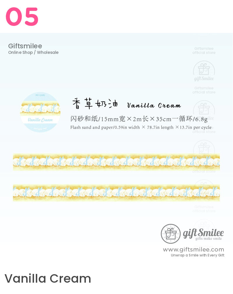 Glitter Washi With Dessert Cat Illustrations Washi Tape | KS-RT-1730