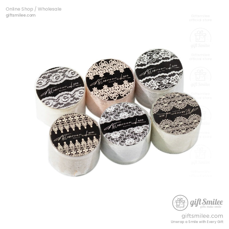 Translucent Pet Lace Border White Print Wide Roll Decorative Tape | KS-RT-1731