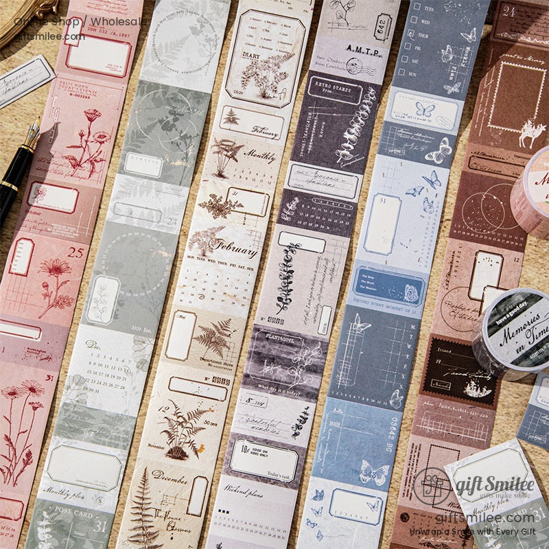 Matte Pet Die‑Cut 40Mm × 2M Vintage Calendar Labels Decorative Washi Tape | KS-RT-1755