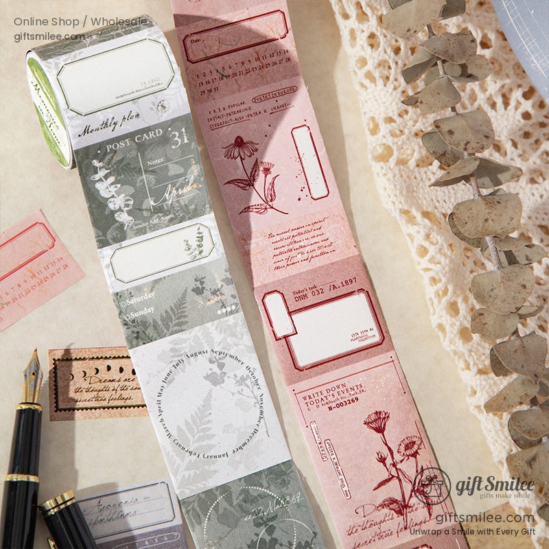 Matte Pet Die‑Cut 40Mm × 2M Vintage Calendar Labels Decorative Washi Tape | KS-RT-1755