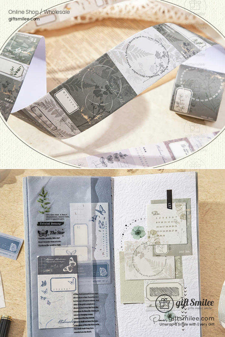 Matte Pet Die‑Cut 40Mm × 2M Vintage Calendar Labels Decorative Washi Tape | KS-RT-1755