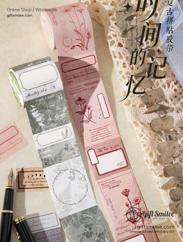 Matte Pet Die‑Cut 40Mm × 2M Vintage Calendar Labels Decorative Washi Tape | KS-RT-1755