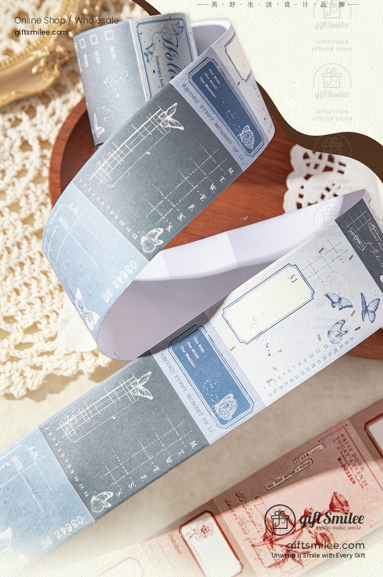 Matte Pet Die‑Cut 40Mm × 2M Vintage Calendar Labels Decorative Washi Tape | KS-RT-1755