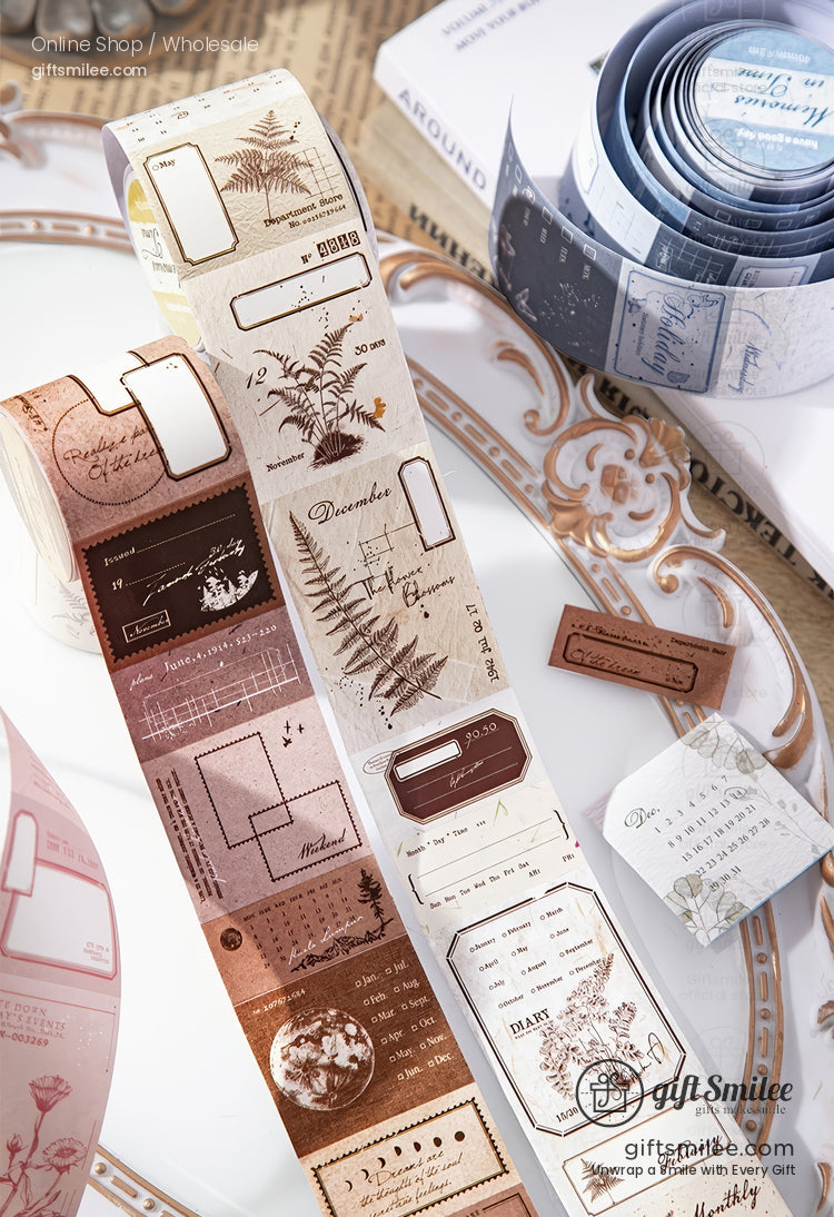 Matte Pet Die‑Cut 40Mm × 2M Vintage Calendar Labels Decorative Washi Tape | KS-RT-1755