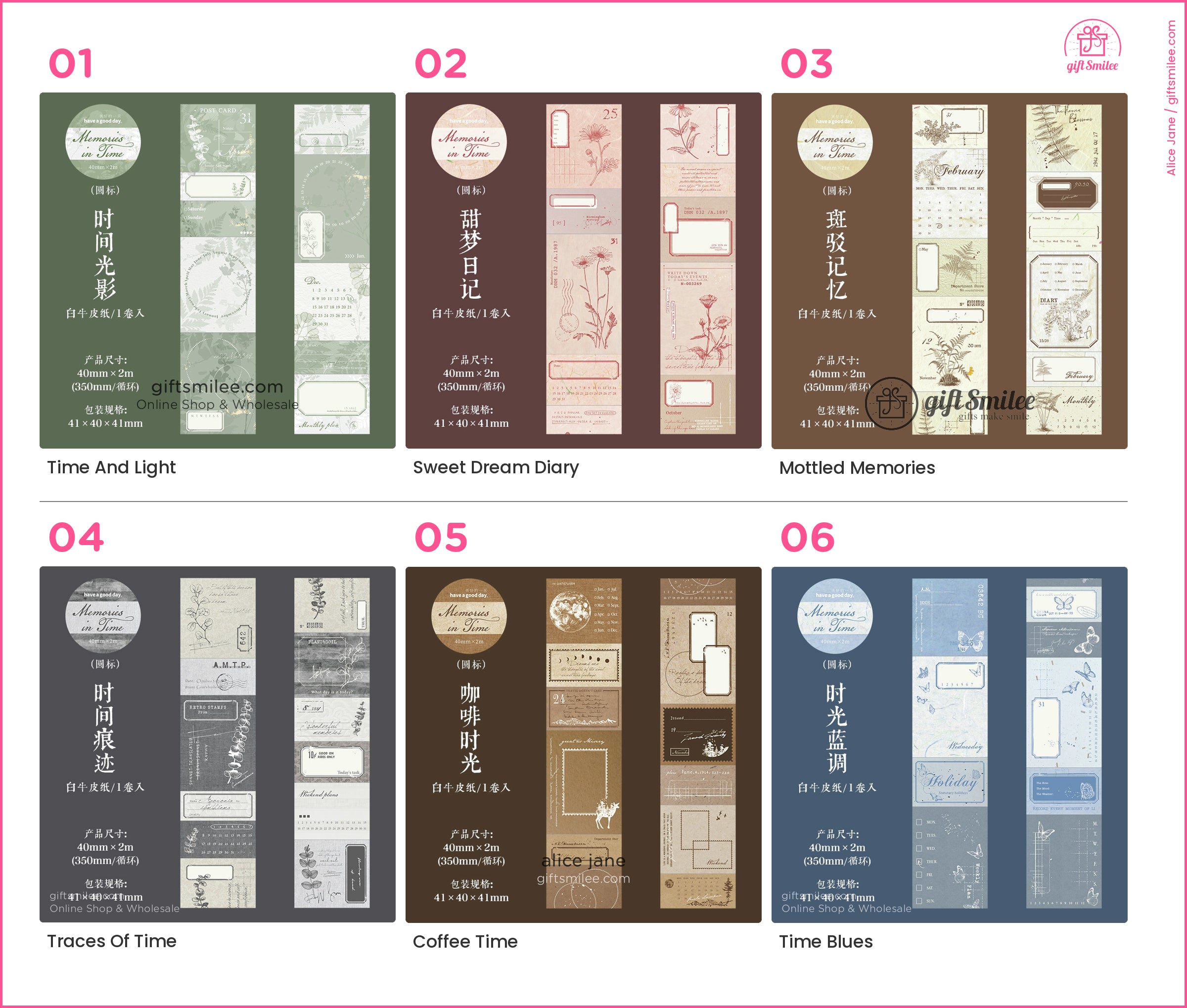 Matte Pet Die‑Cut 40Mm × 2M Vintage Calendar Labels Decorative Washi Tape | KS-RT-1755