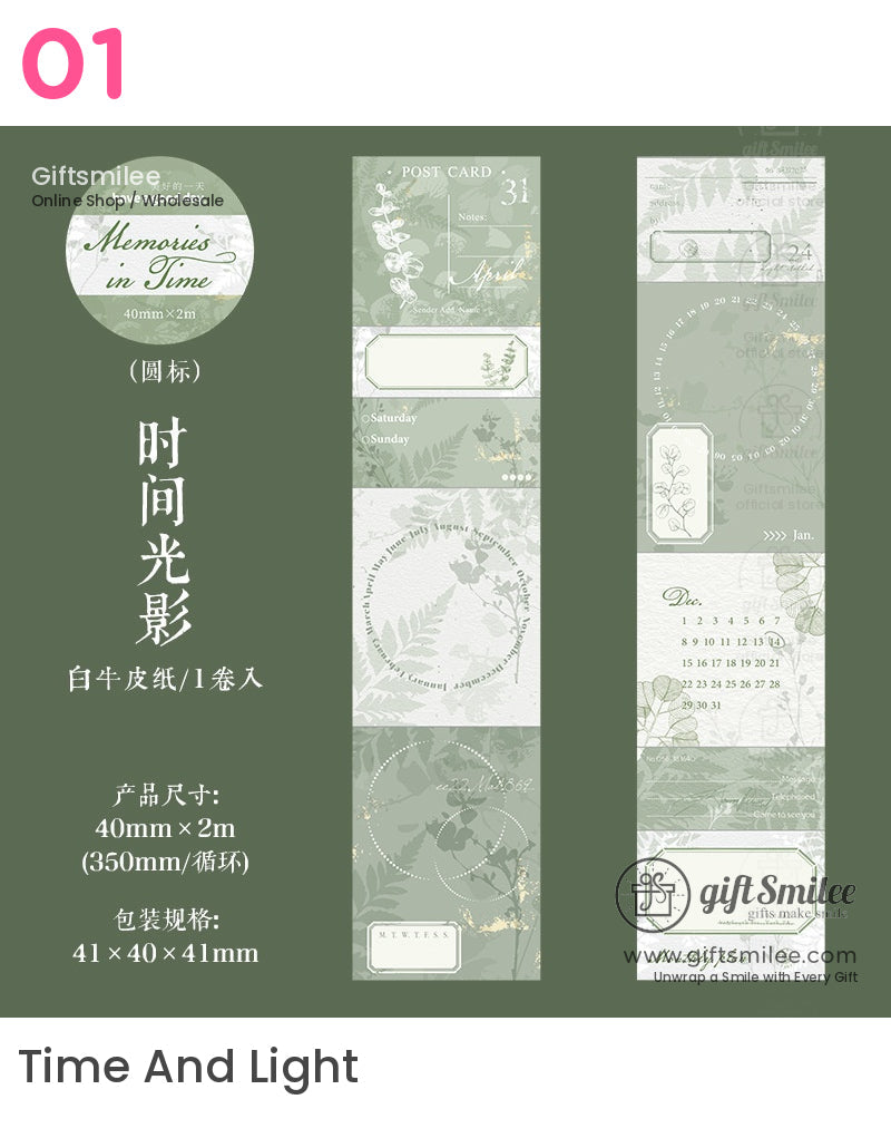 Matte Pet Die‑Cut 40Mm × 2M Vintage Calendar Labels Decorative Washi Tape | KS-RT-1755