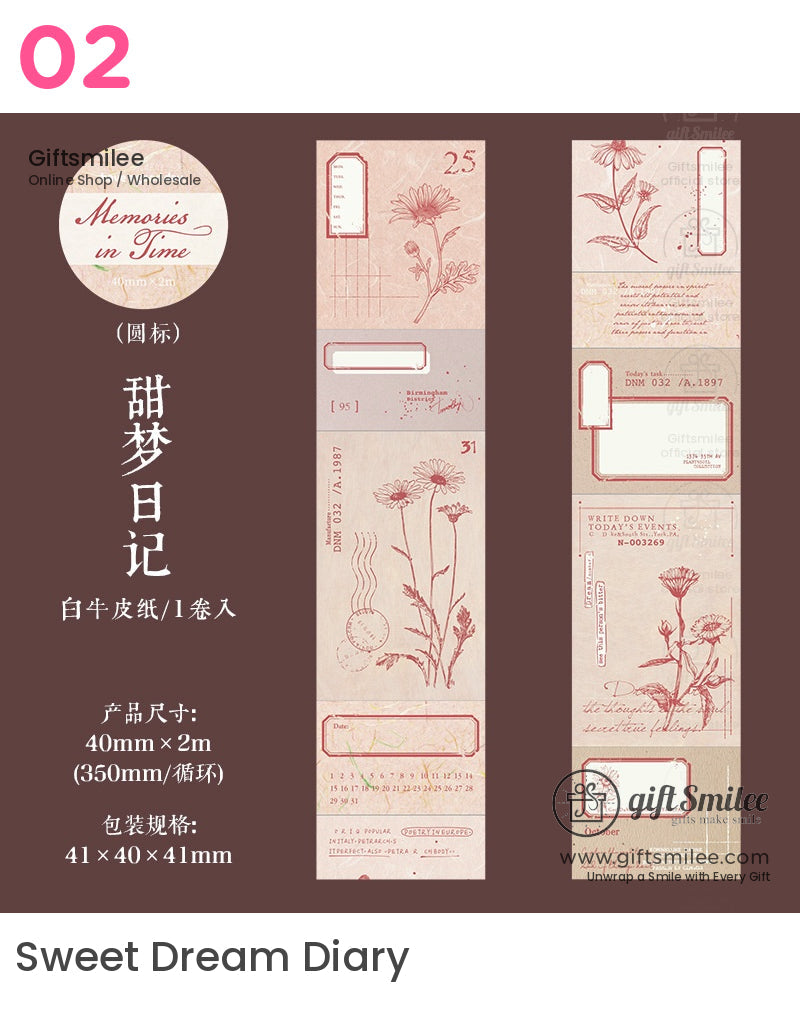 Matte Pet Die‑Cut 40Mm × 2M Vintage Calendar Labels Decorative Washi Tape | KS-RT-1755