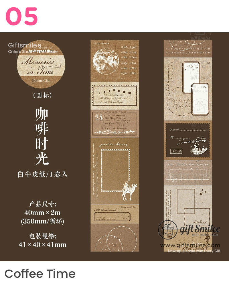 Matte Pet Die‑Cut 40Mm × 2M Vintage Calendar Labels Decorative Washi Tape | KS-RT-1755