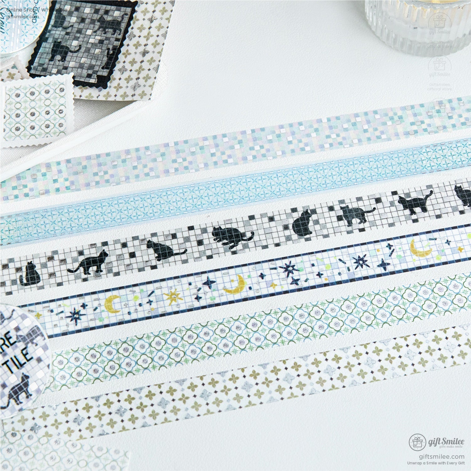 Foiled Mosaic Pattern Pastel Tile Motifs Washi Tape | KS-RT-1756