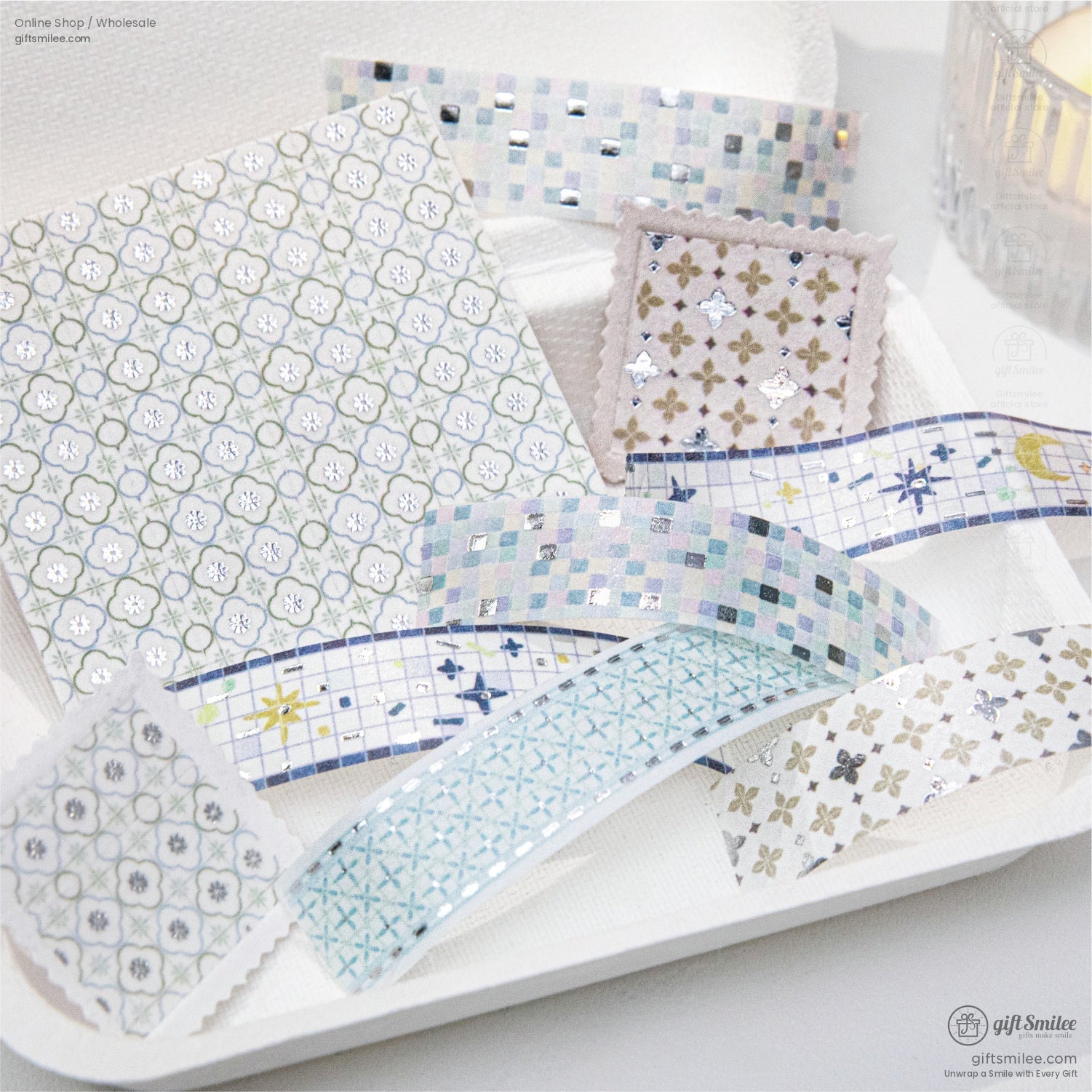 Foiled Mosaic Pattern Pastel Tile Motifs Washi Tape | KS-RT-1756
